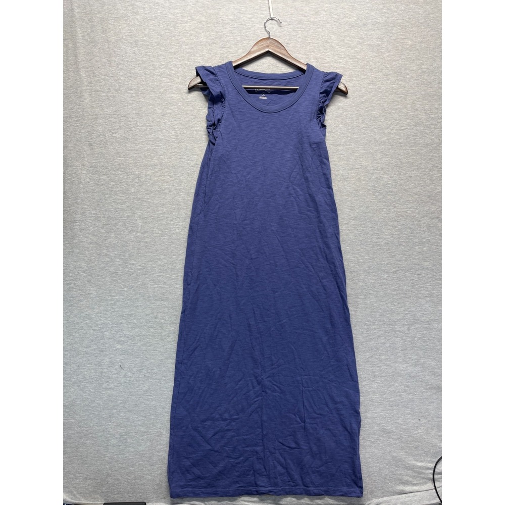 Universal Thread Maxi Dress Women XS Navy Blue Ruffled Flutter Sleeve Round Neck
